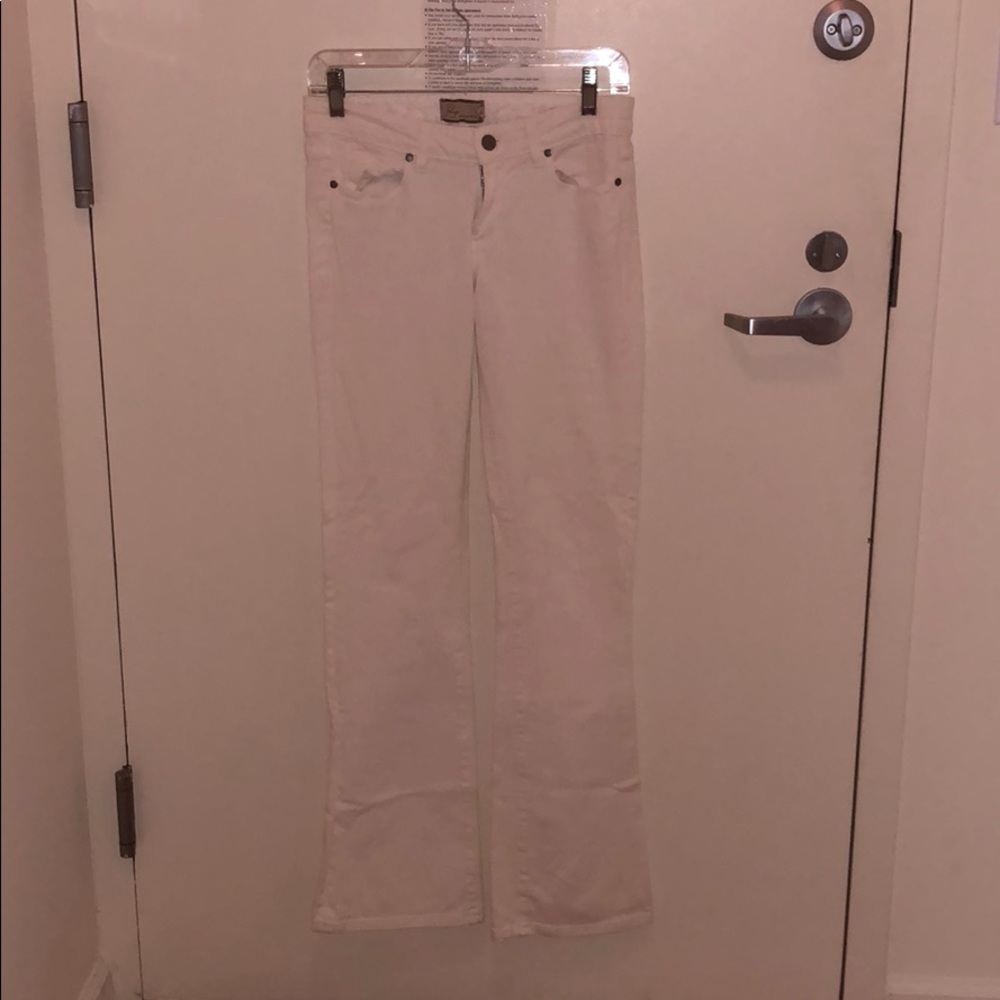 Paige Classic Rise Boot Cut White Jeans